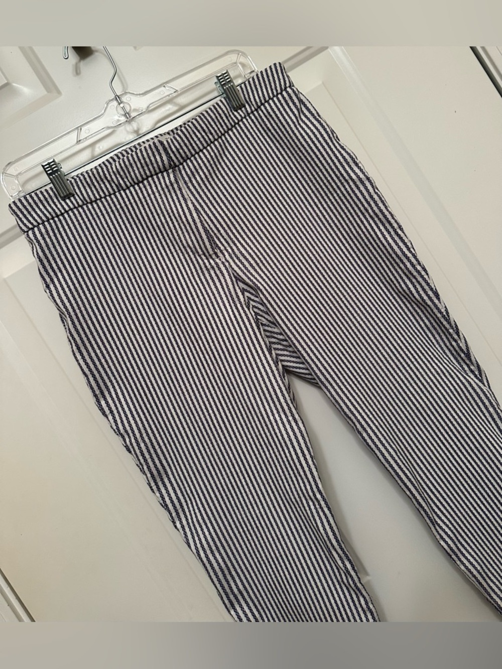 Rachel Zoe Striped Ankle Pants Size 12 Blue White Slim Workwear